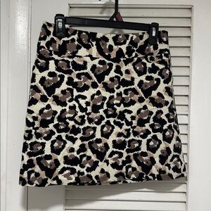 LOFT Leopard Print Mini Skirt in Black, Brown and Cream